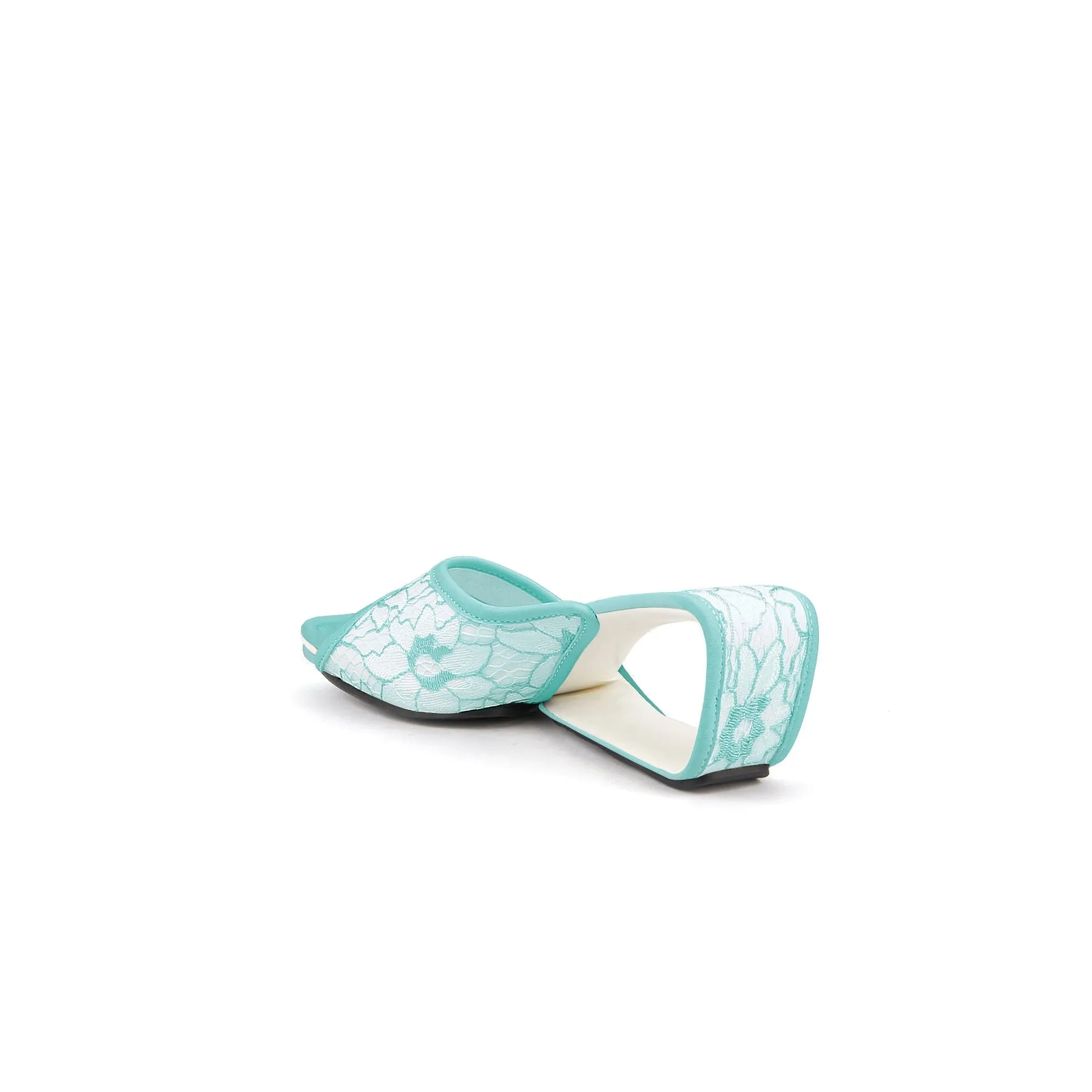Delicate Balance Lace Mesh Leather Slide - Blue