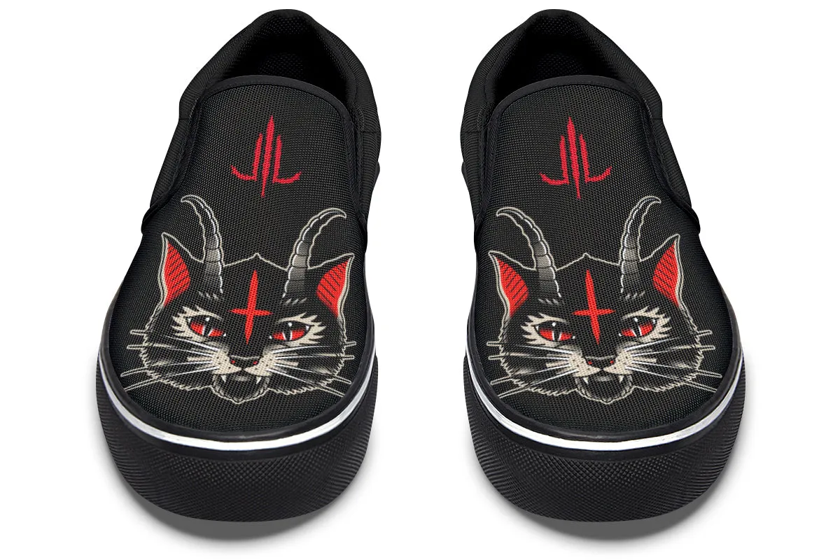 Demon Cat Slip On Shoes
