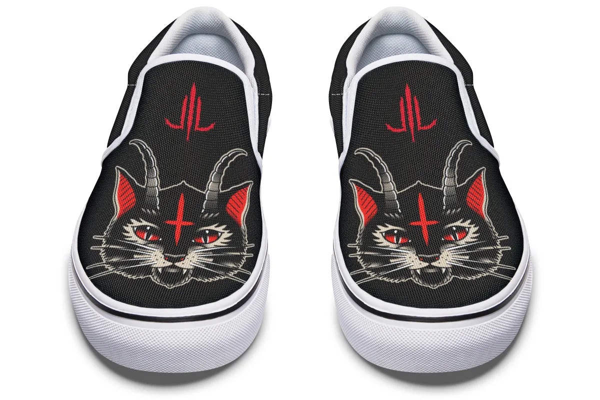 Demon Cat Slip On Shoes