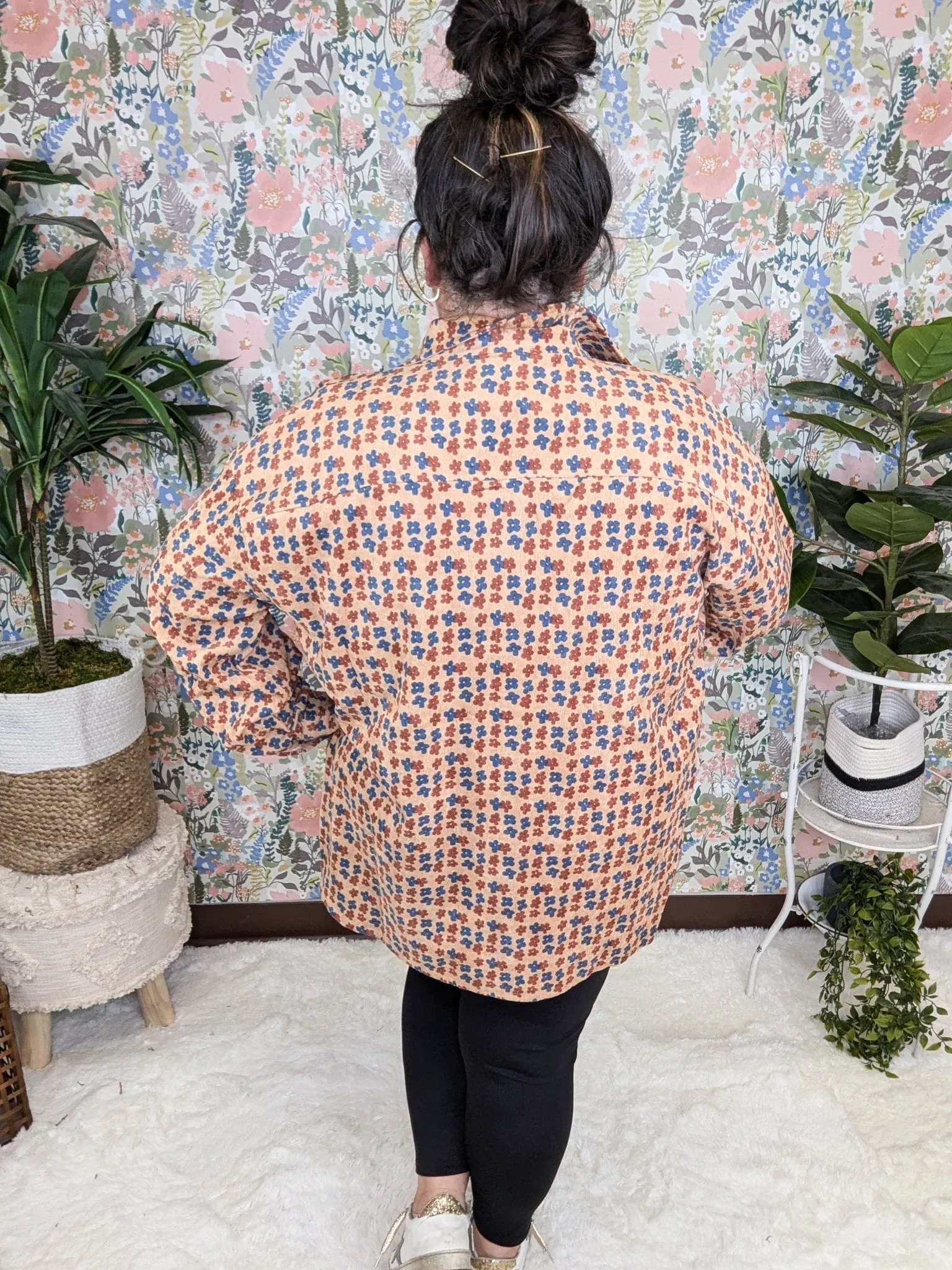 Desi Corduroy Mocha Buttondown in Boho Floral
