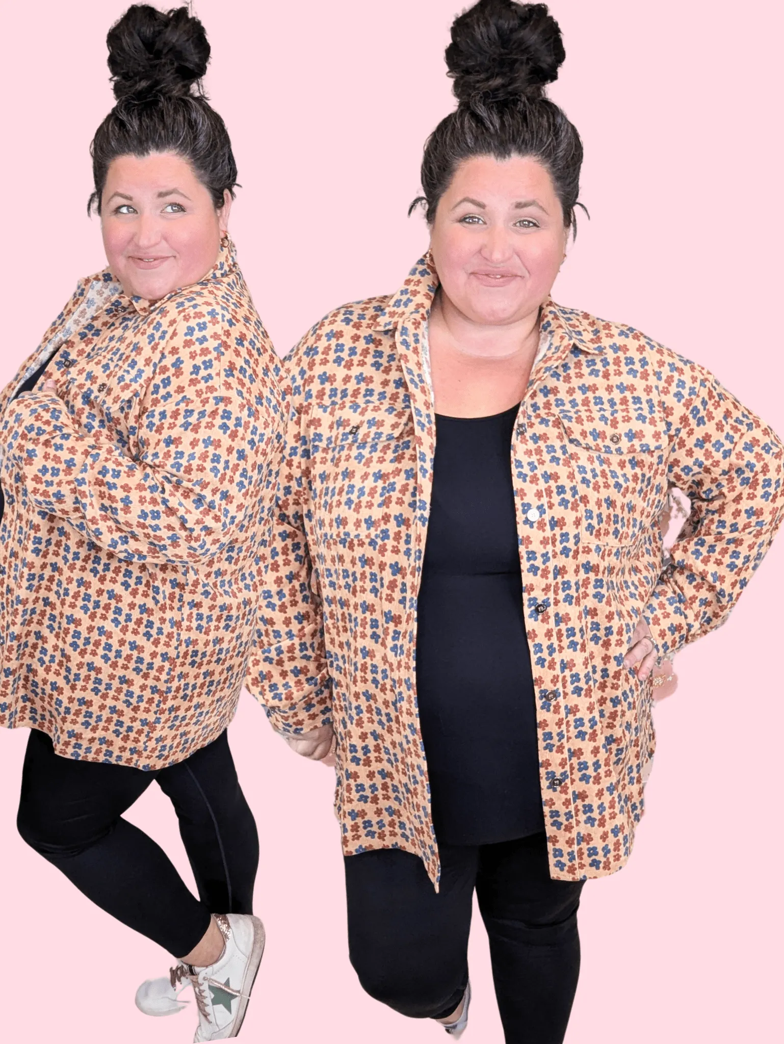 Desi Corduroy Mocha Buttondown in Boho Floral