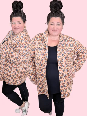 Desi Corduroy Mocha Buttondown in Boho Floral