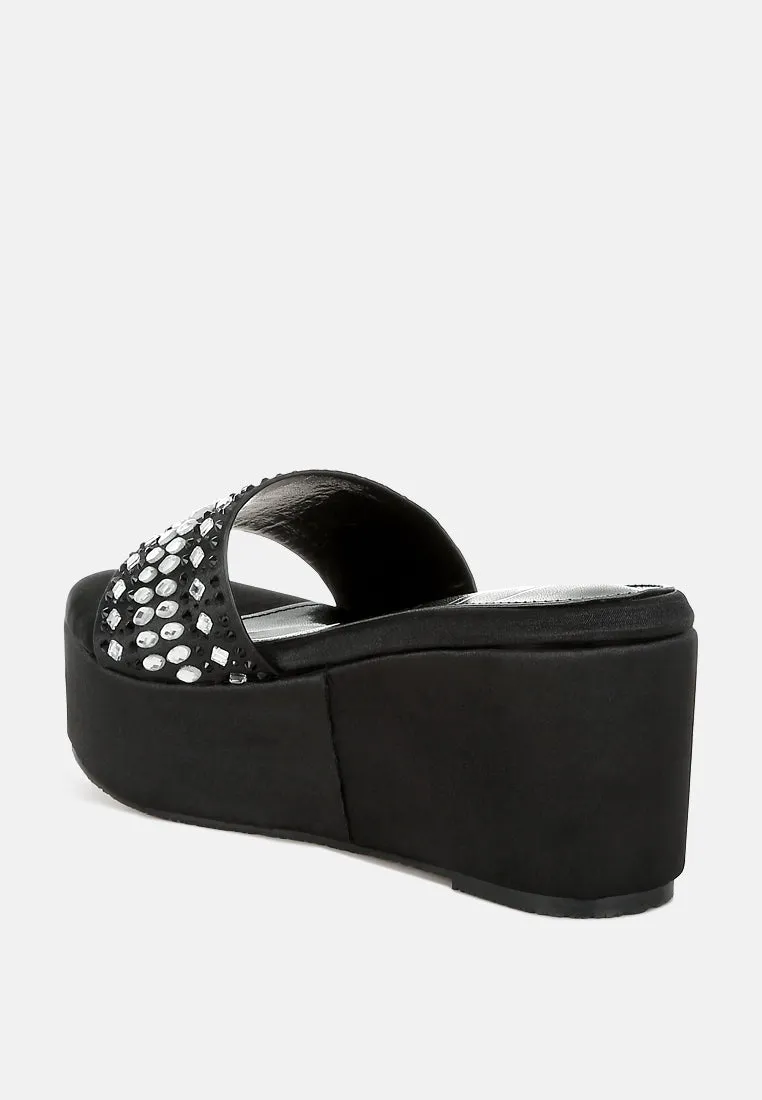 Diamante & Rhinestone Detail Stylish Flatforms by RUW