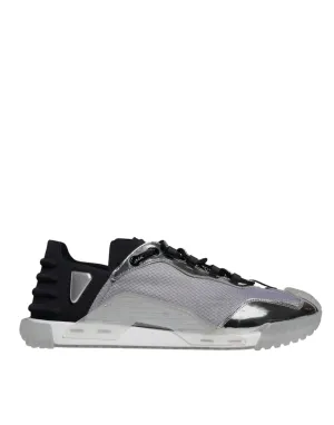 Dolce&Gabbana NS1 Men Silver Sneakers Nylon Lace Up Casual Trainer Shoes EUR 43