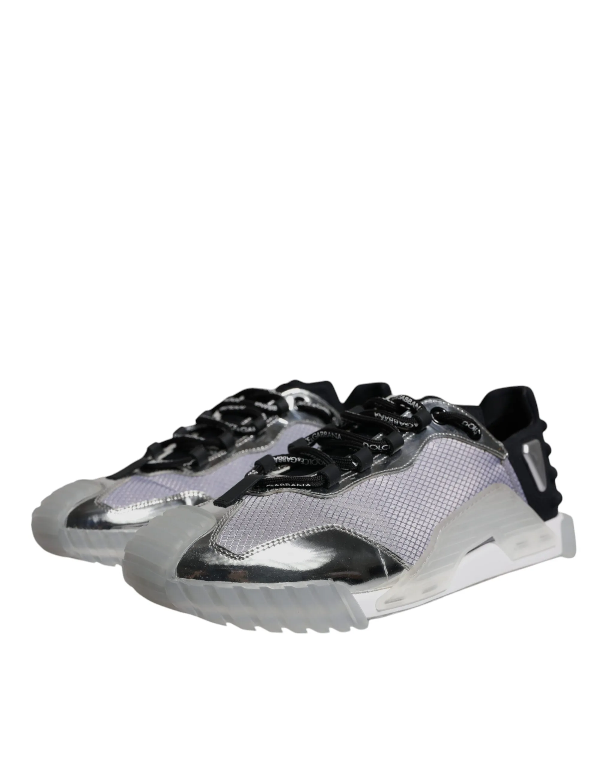 Dolce&Gabbana NS1 Men Silver Sneakers Nylon Lace Up Casual Trainer Shoes EUR 43