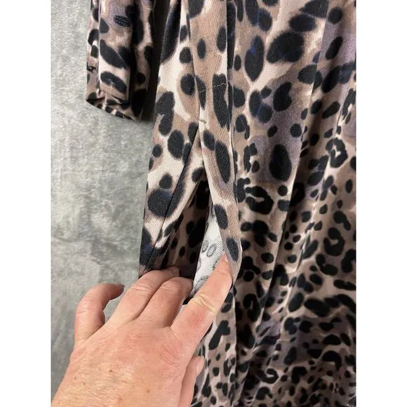 Donna Karen Sleepwear‎ Anmal leopard Print Robe Mumu House Dress SZ 1X