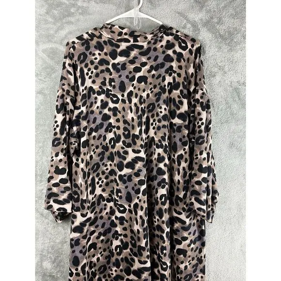 Donna Karen Sleepwear‎ Anmal leopard Print Robe Mumu House Dress SZ 1X