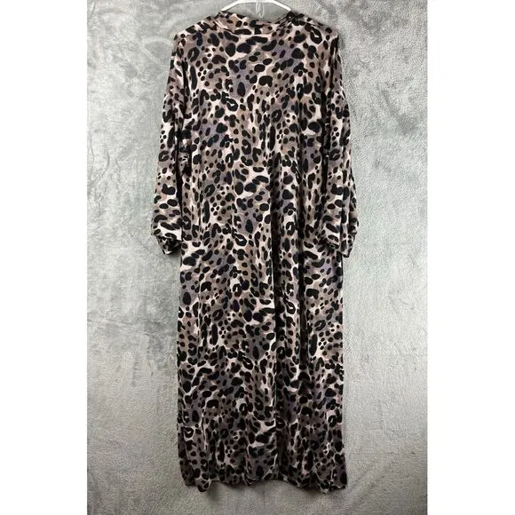 Donna Karen Sleepwear‎ Anmal leopard Print Robe Mumu House Dress SZ 1X