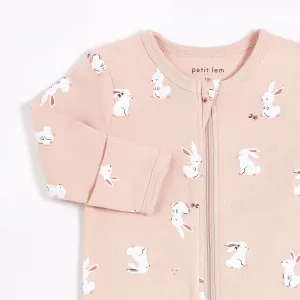 Dormeuse rose pâle à imprimé de bébé lapin