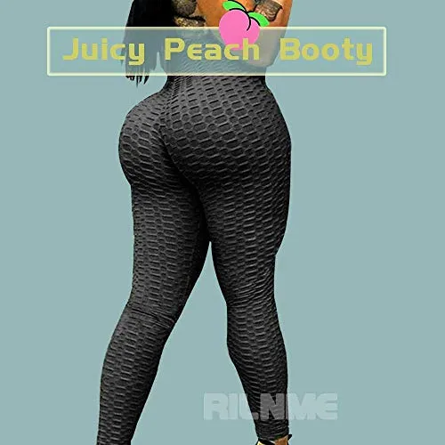 DREAMOON Anti-Cellulite Butt Lift Leggings High Waisted Scrunch Booty Yoga Pants Textured Ruched Tights for Women(#1-Black, XL)
