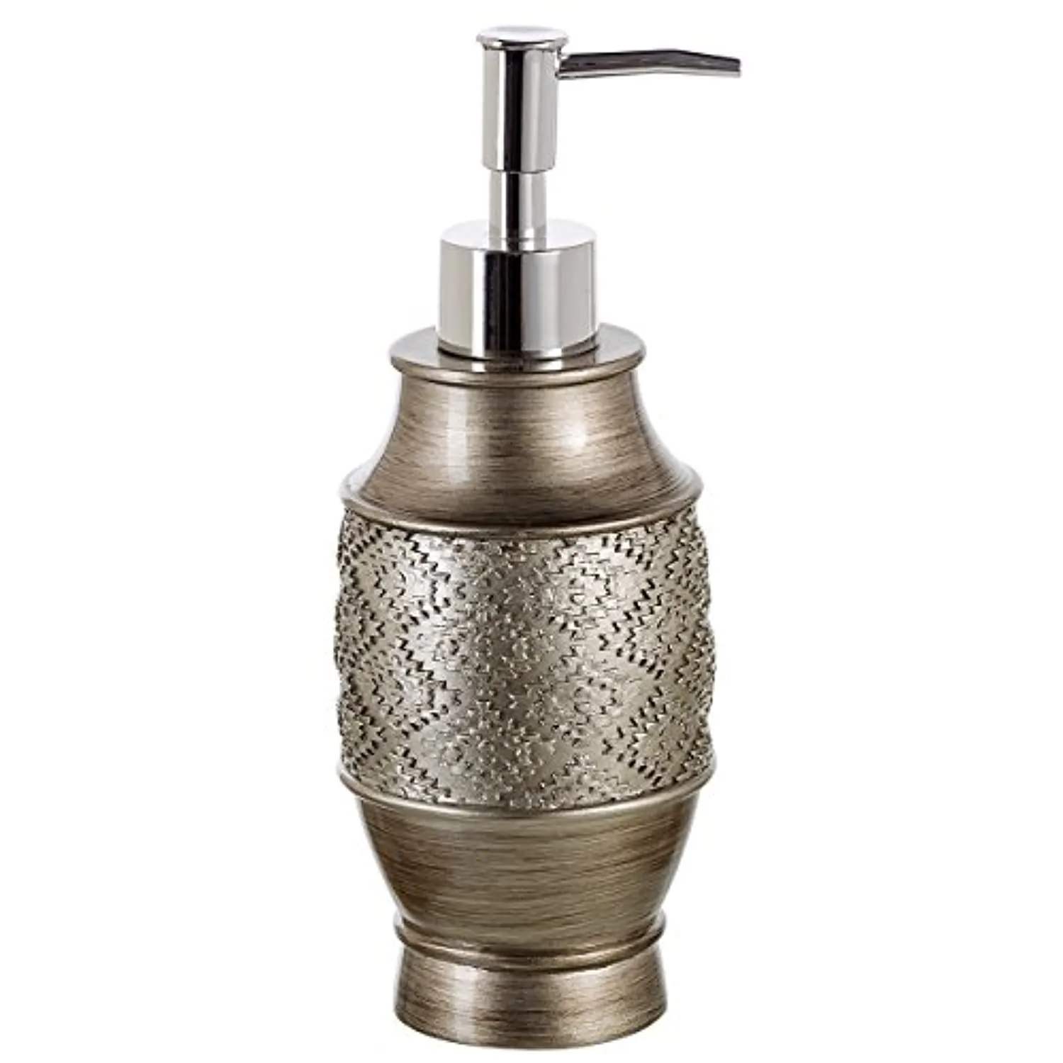 Dublin 4-Piece Bathroom Accessories Set - Includes Decorative Countertop Soap Dispenser, Dish, Tumbler, Toothbrush Holder, Resin Vanity Ensemble Set, Gift Boxed (Brushed Silver)