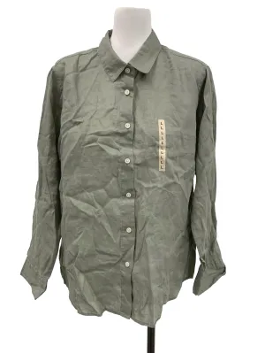 Dull Sage Green Button Down Blouse