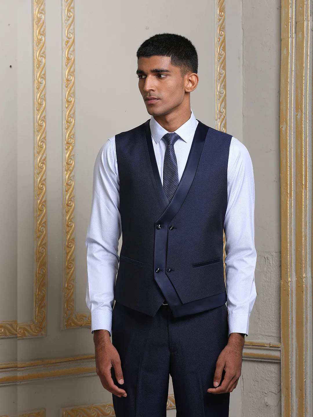 Dynamic & Bold Blue Imported Mens Three Piece Designer Suit