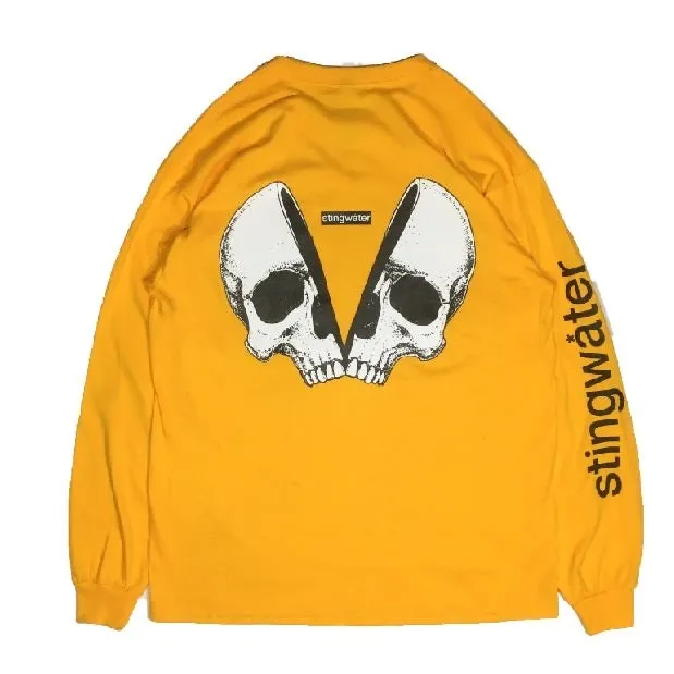 Empty Your Mind/Skull Long Sleeve T Shirt Yellow