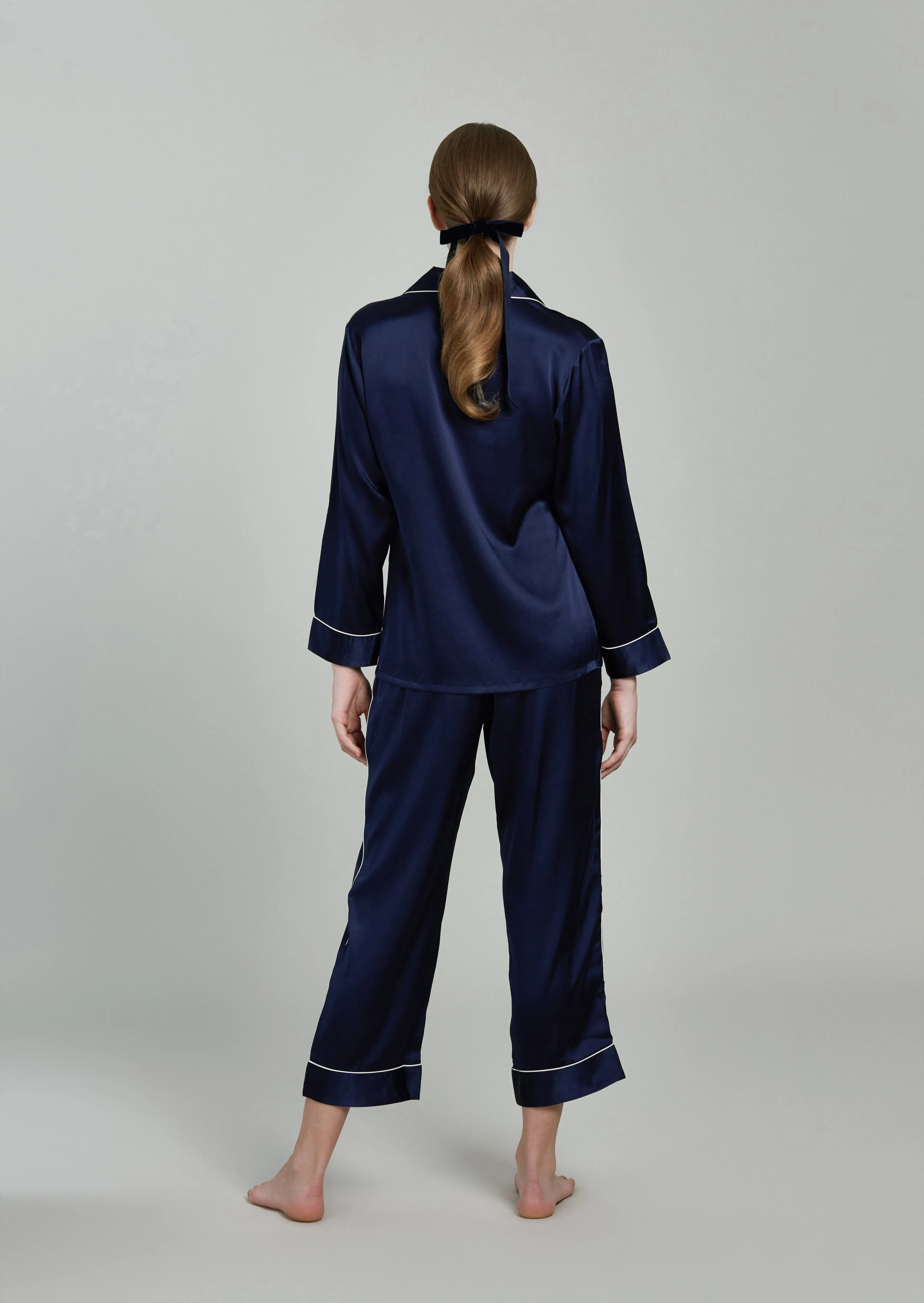 Estella Midnight Blue Silk PJ Set