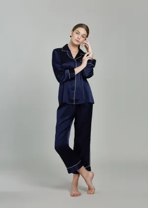 Estella Midnight Blue Silk PJ Set