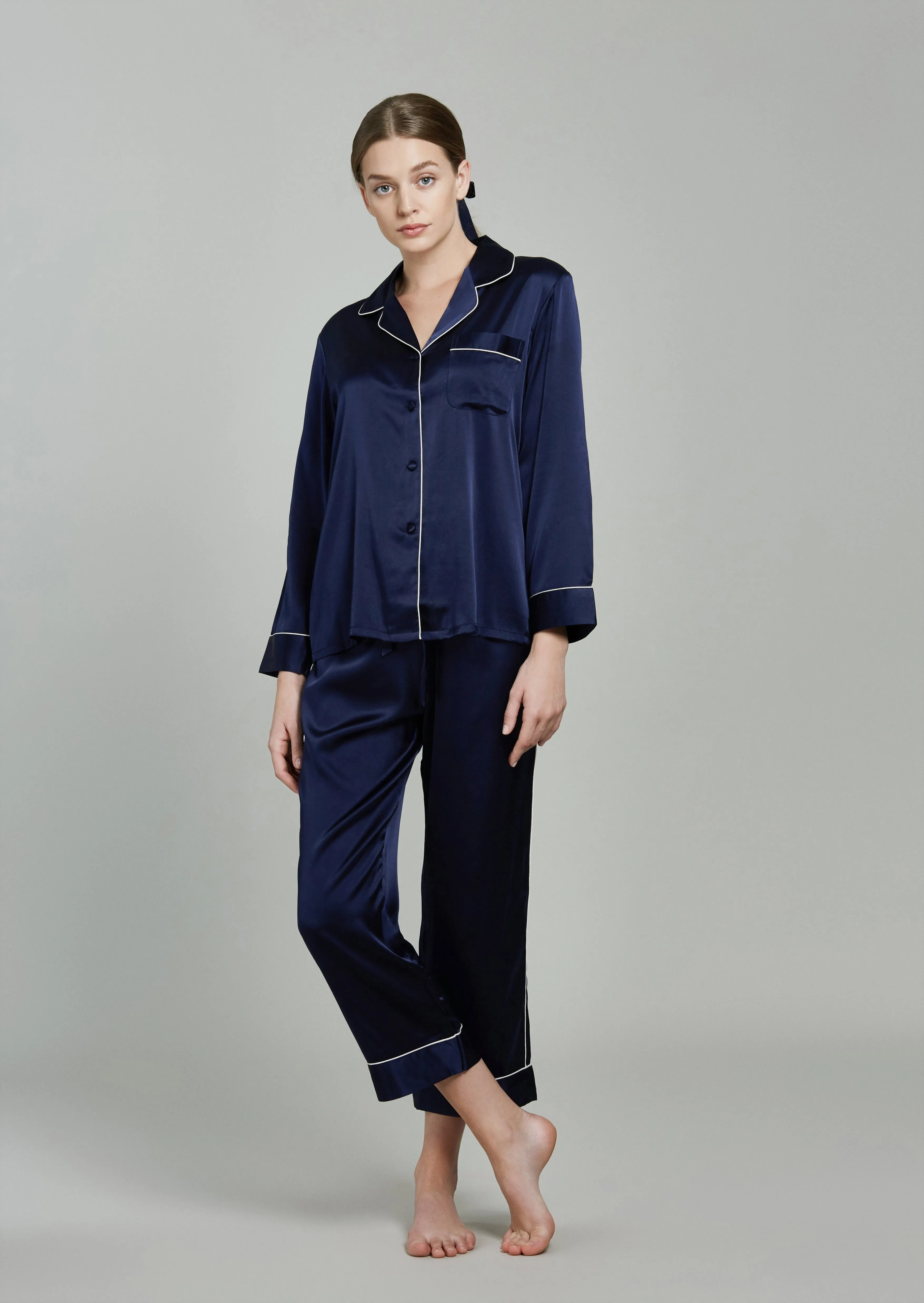 Estella Midnight Blue Silk PJ Set
