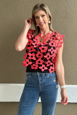 Everly Floral Lace Overlay Top