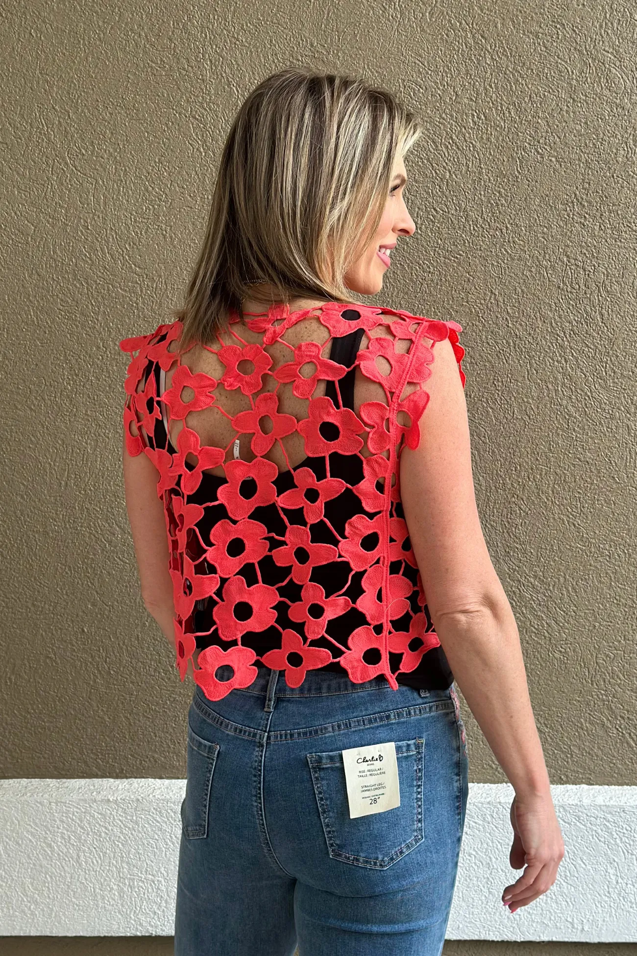 Everly Floral Lace Overlay Top