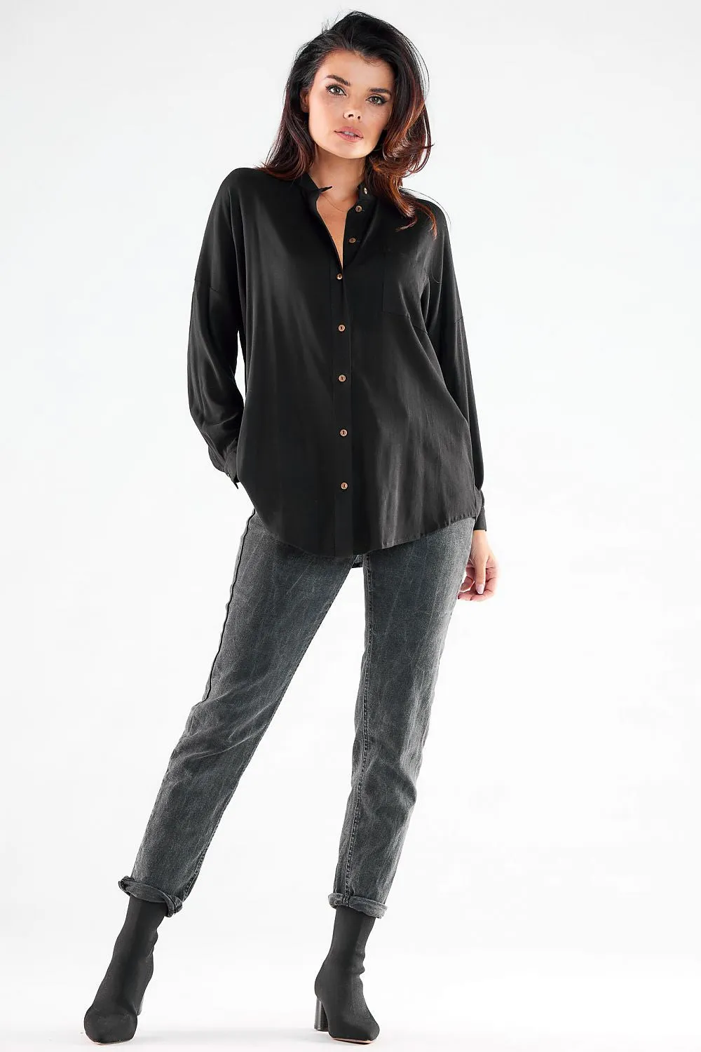Extended Back Elegant Button-Up Shirt