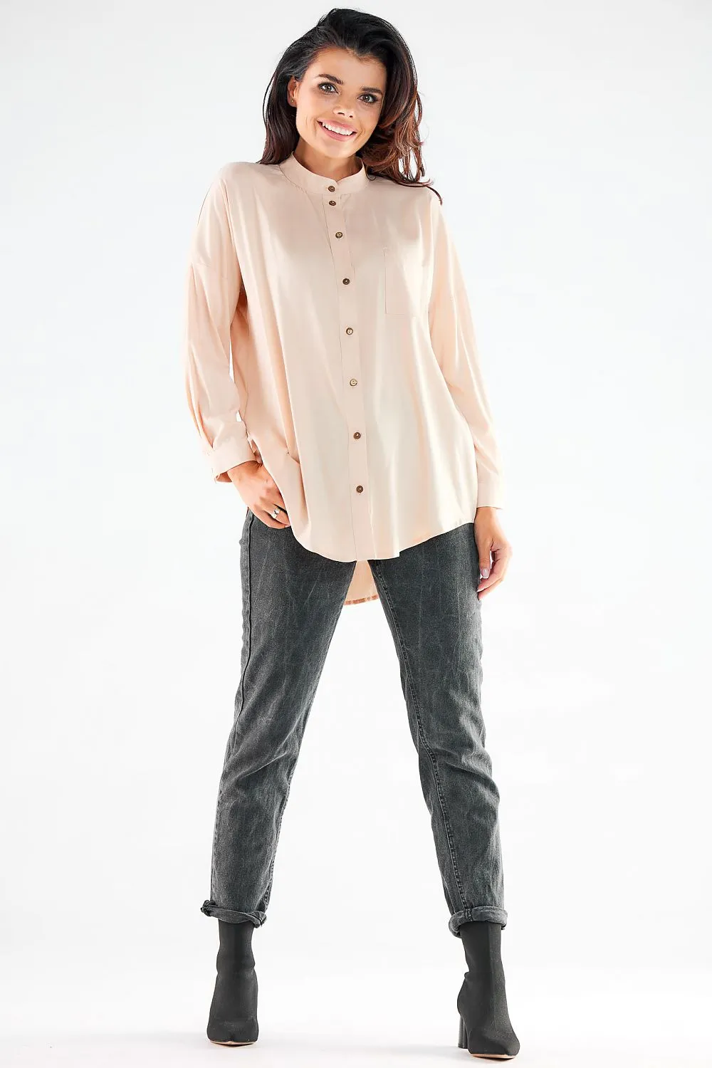 Extended Back Elegant Button-Up Shirt