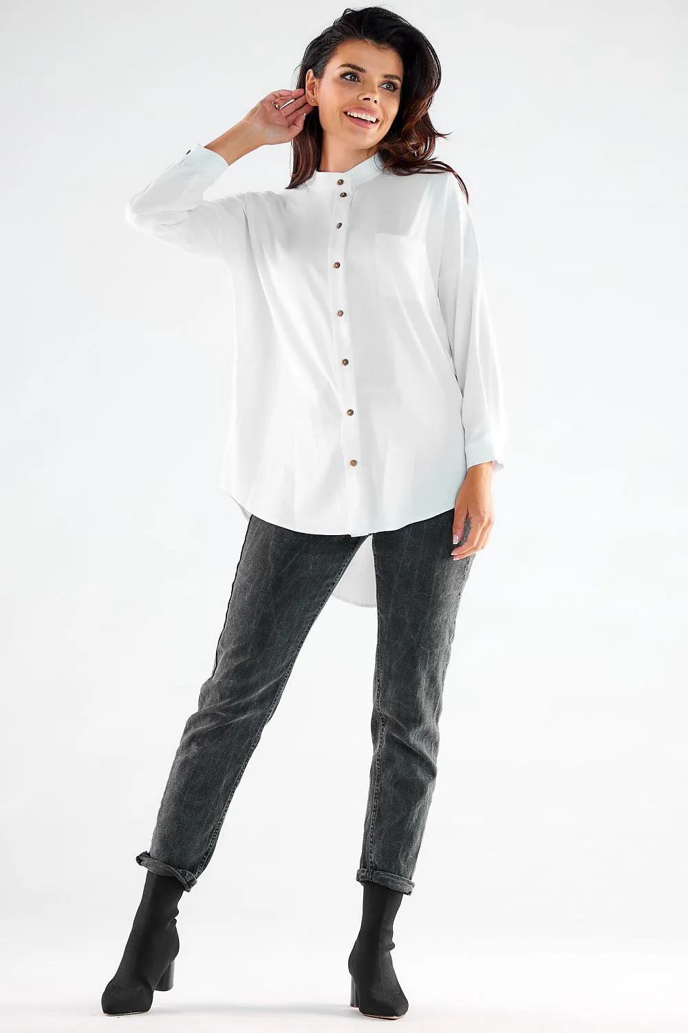 Extended Back Elegant Button-Up Shirt