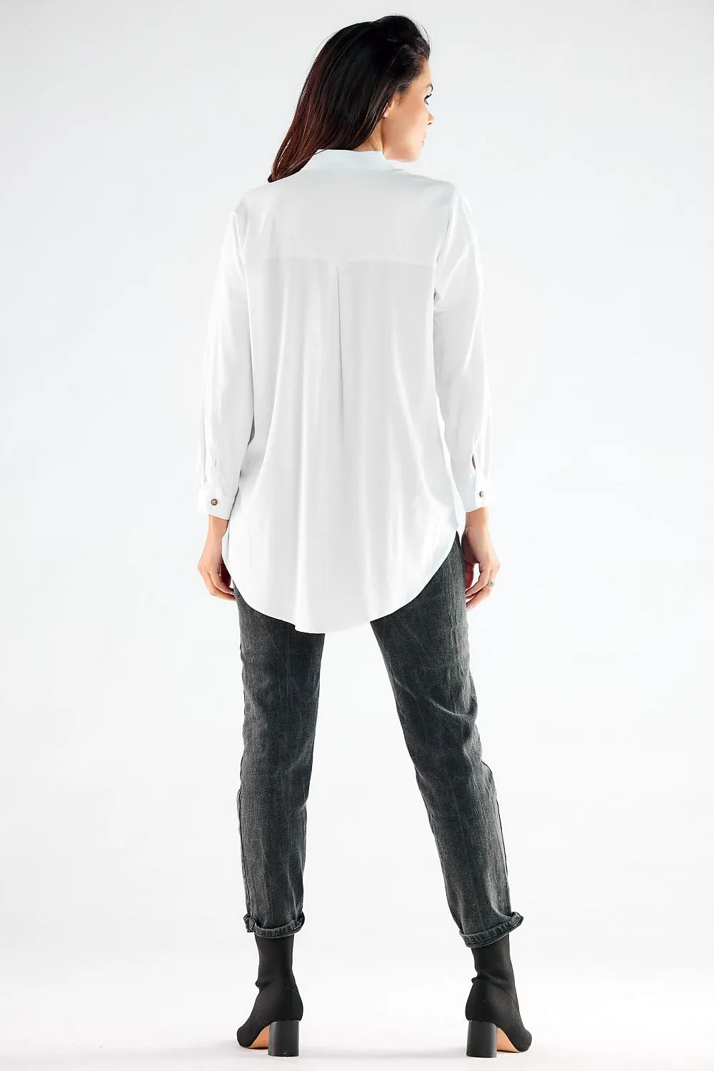 Extended Back Elegant Button-Up Shirt