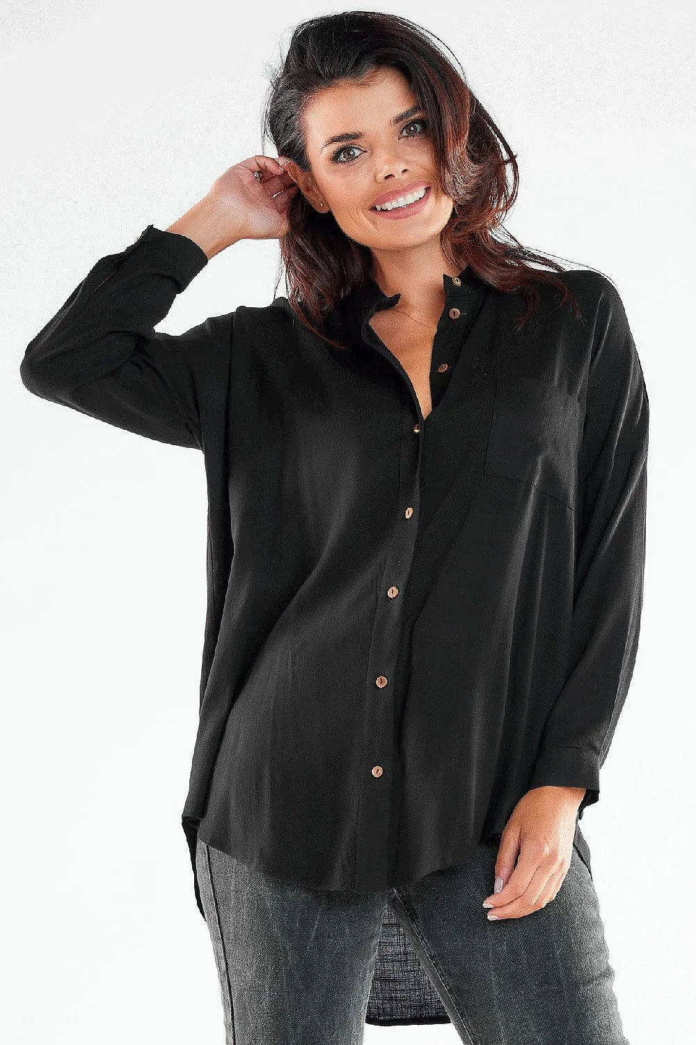 Extended Back Elegant Button-Up Shirt