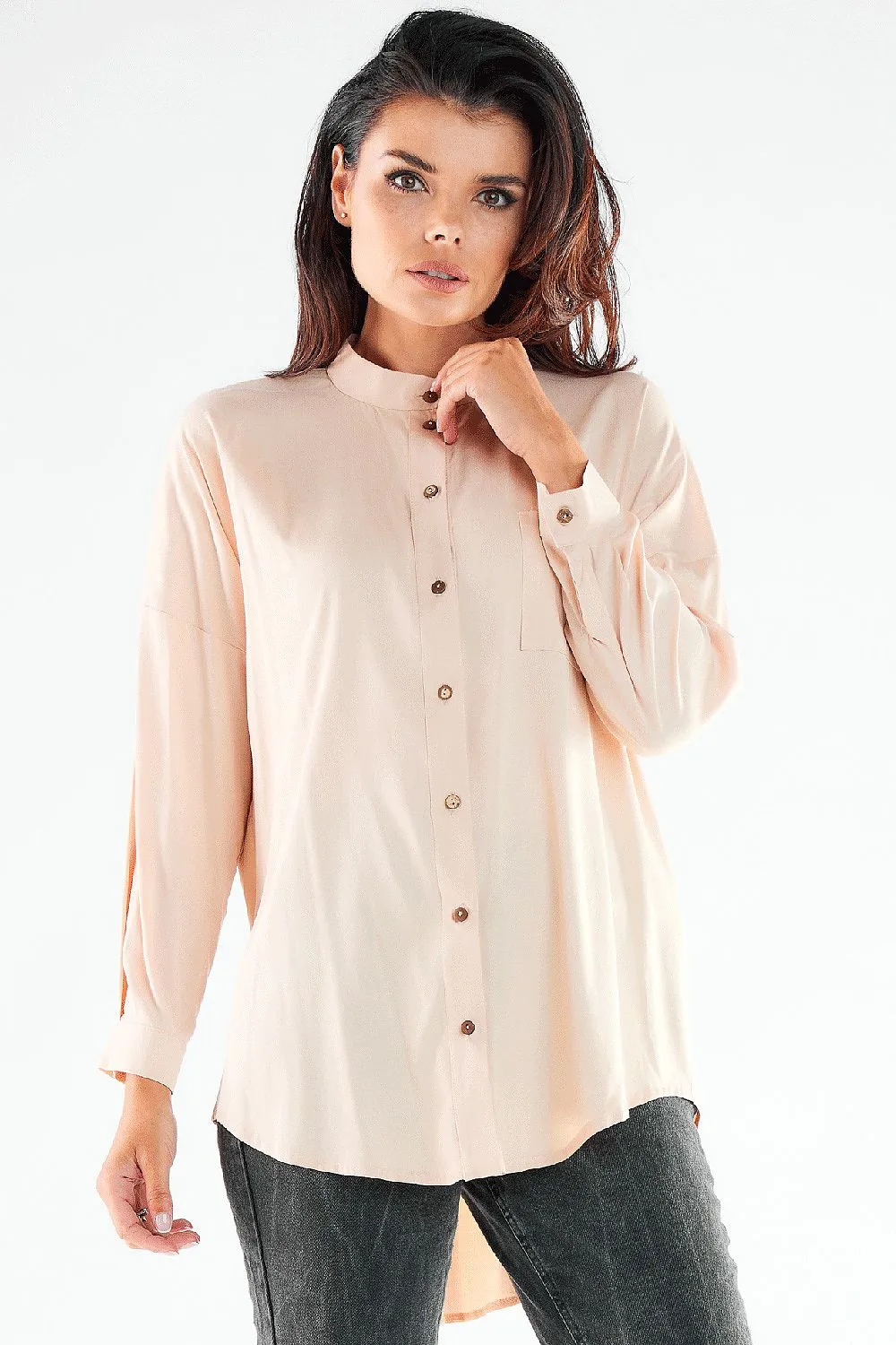 Extended Back Elegant Button-Up Shirt