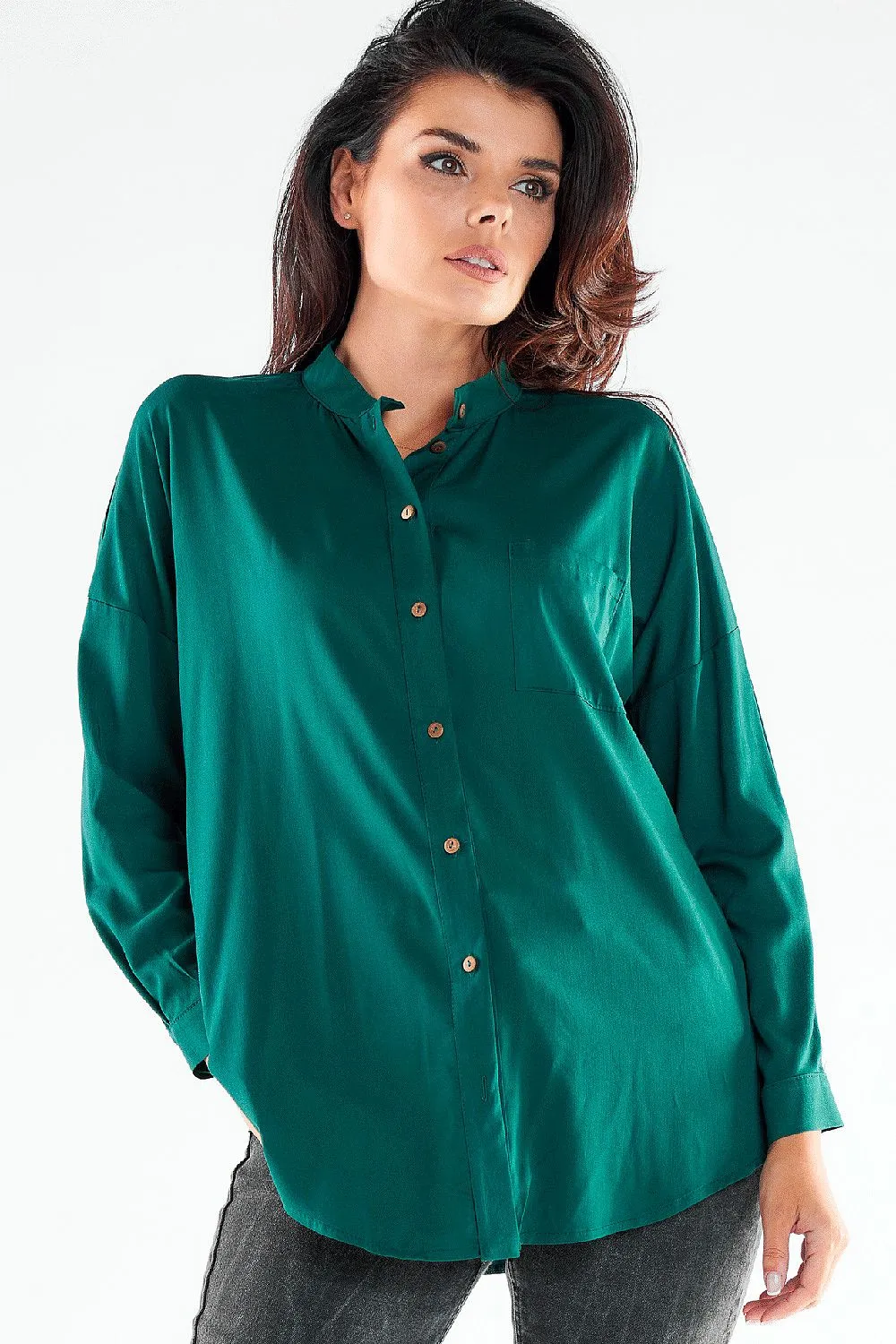 Extended Back Elegant Button-Up Shirt