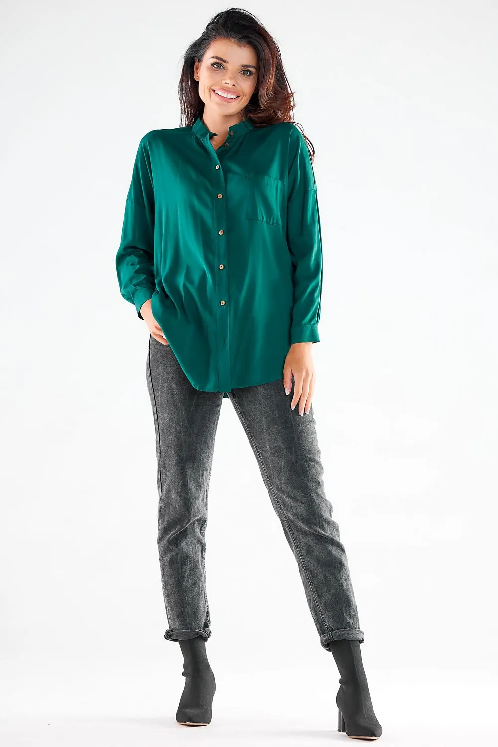 Extended Back Elegant Button-Up Shirt