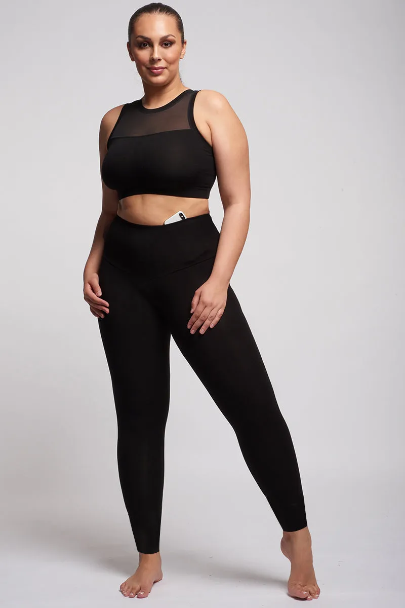 Extra Strong Compression Curve Leggings with Waisted Tummy Control Black