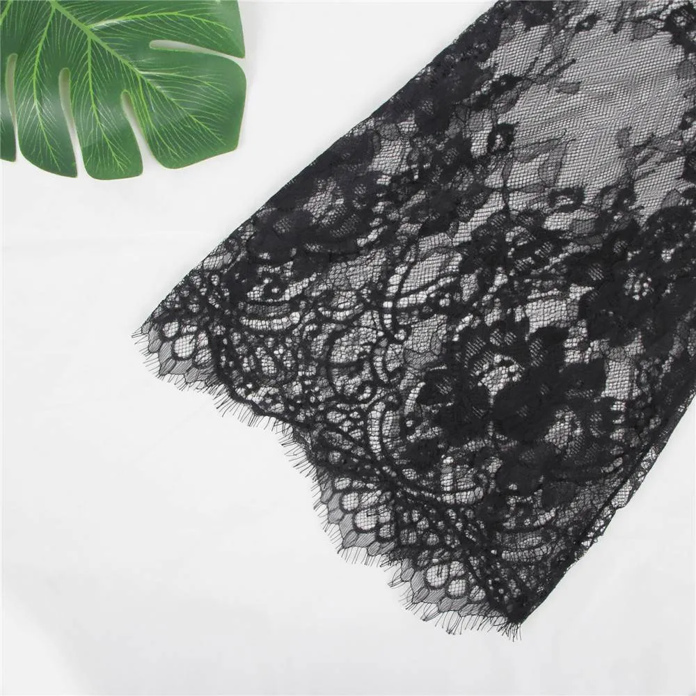 Eyelash Lace Nightdress Silk Long Sleeves Sleepwear with G String