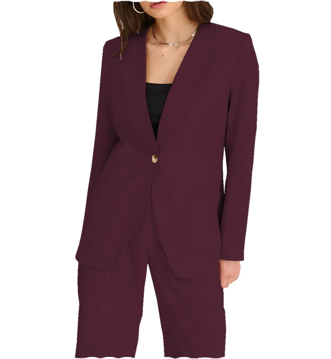 Fashion 2 Pieces V Neck Women Suit (Blazer Pants）
