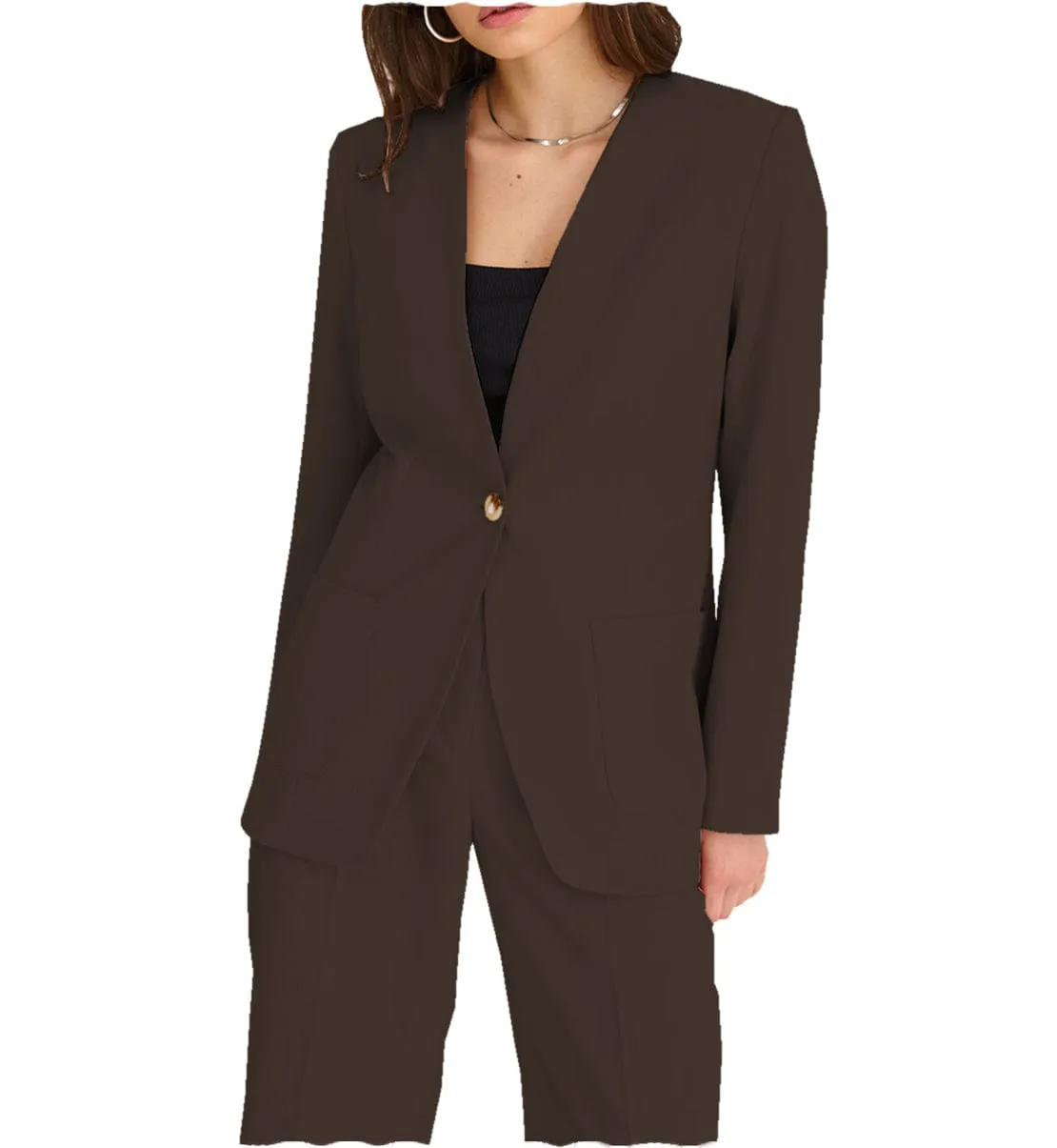 Fashion 2 Pieces V Neck Women Suit (Blazer Pants）