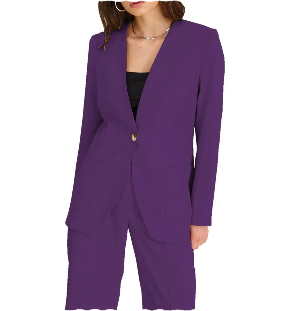 Fashion 2 Pieces V Neck Women Suit (Blazer Pants）