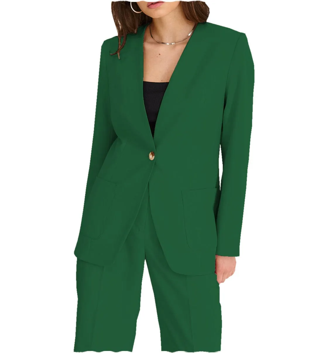 Fashion 2 Pieces V Neck Women Suit (Blazer Pants）