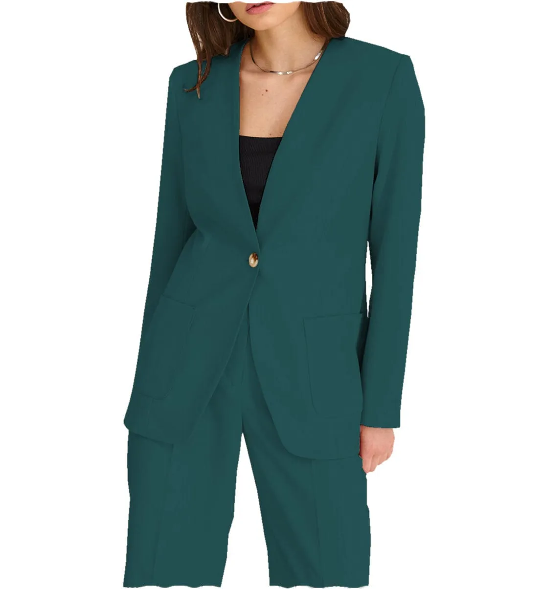 Fashion 2 Pieces V Neck Women Suit (Blazer Pants）