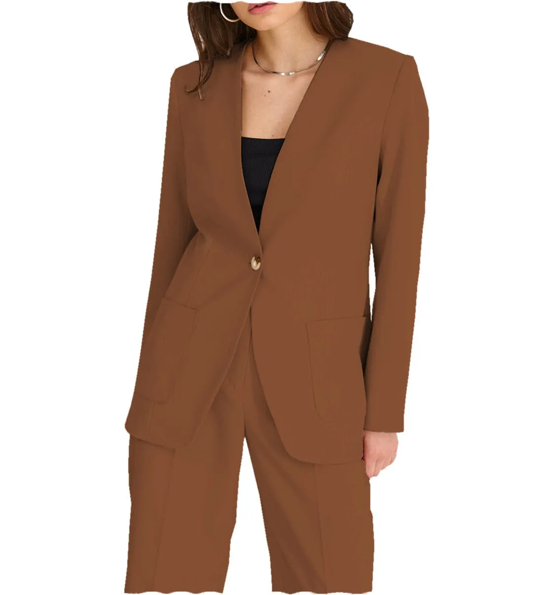 Fashion 2 Pieces V Neck Women Suit (Blazer Pants）