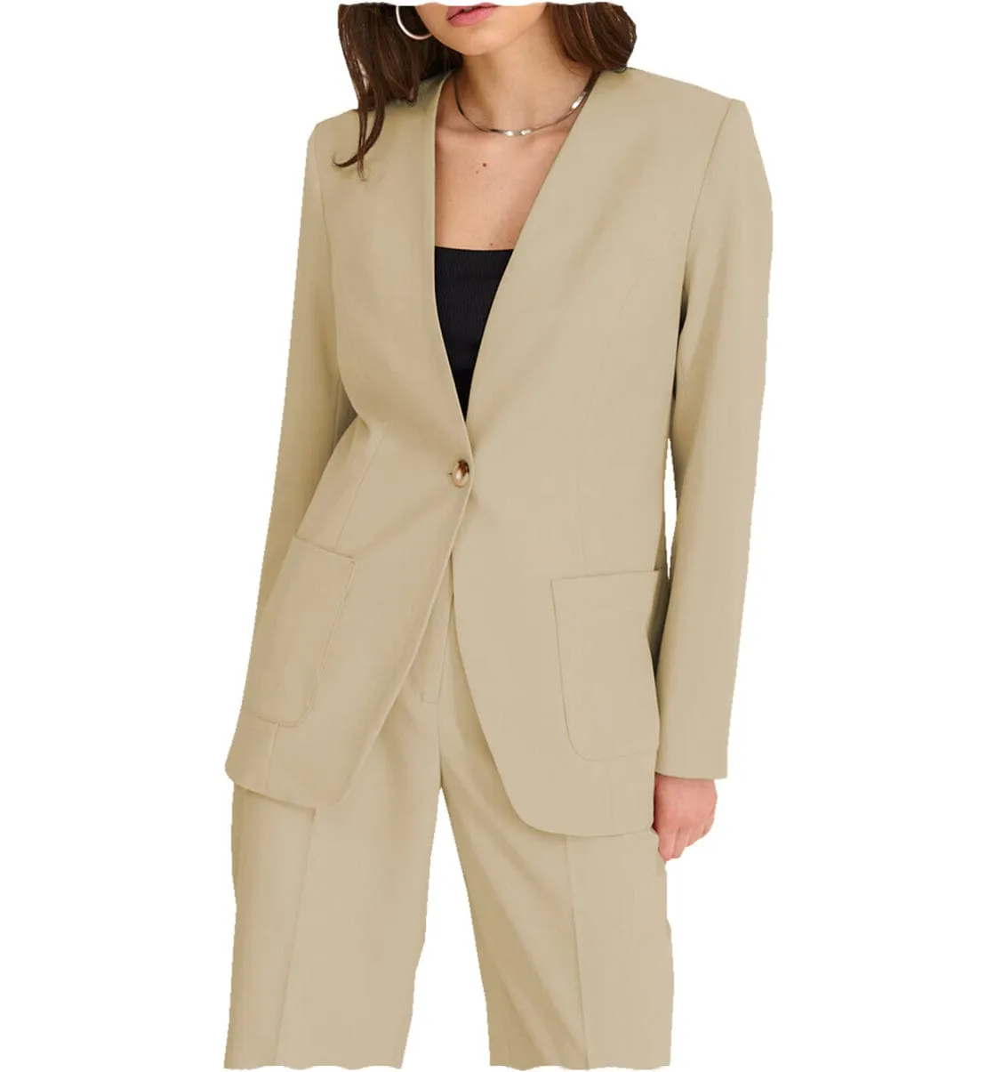 Fashion 2 Pieces V Neck Women Suit (Blazer Pants）