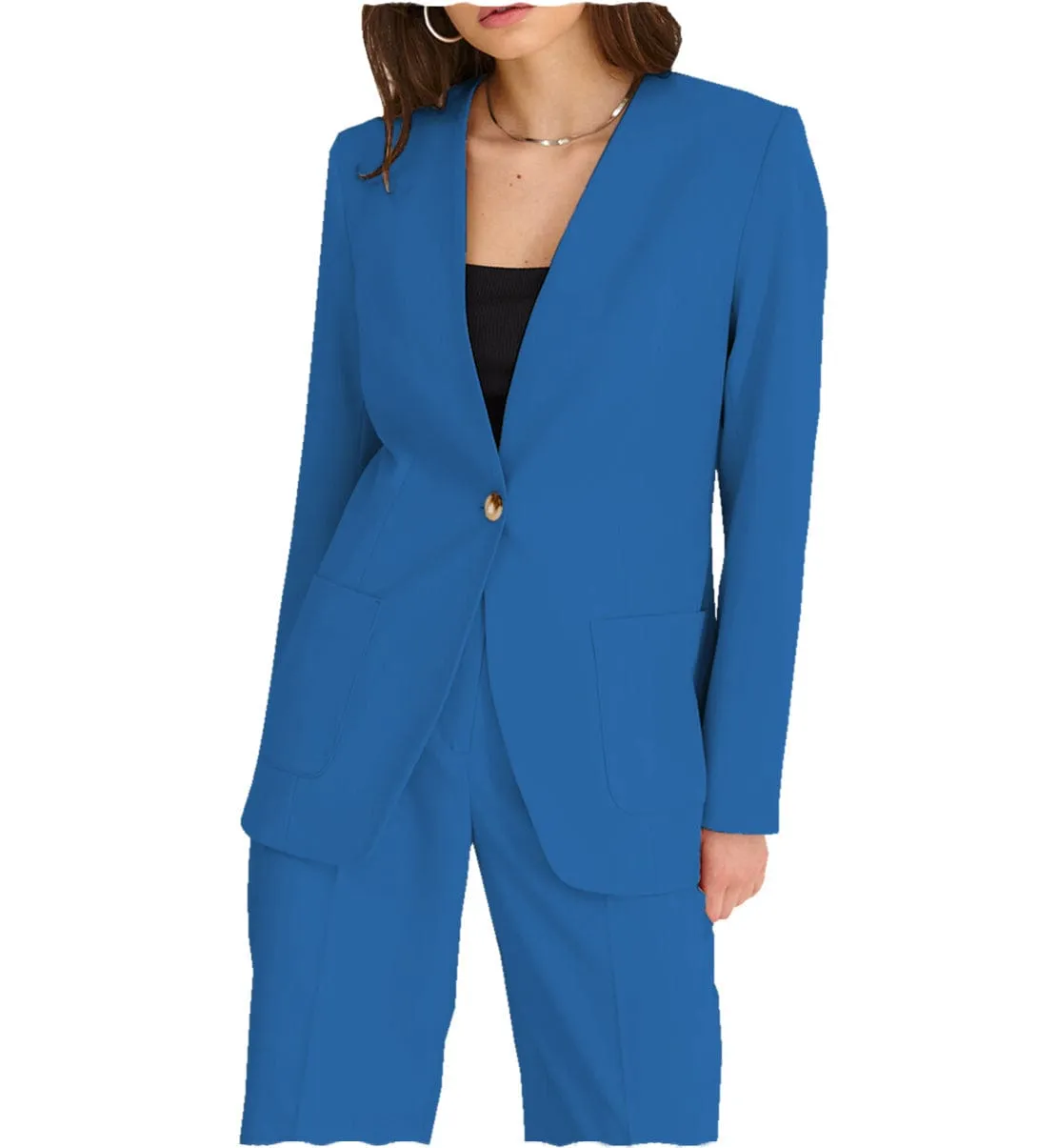 Fashion 2 Pieces V Neck Women Suit (Blazer Pants）