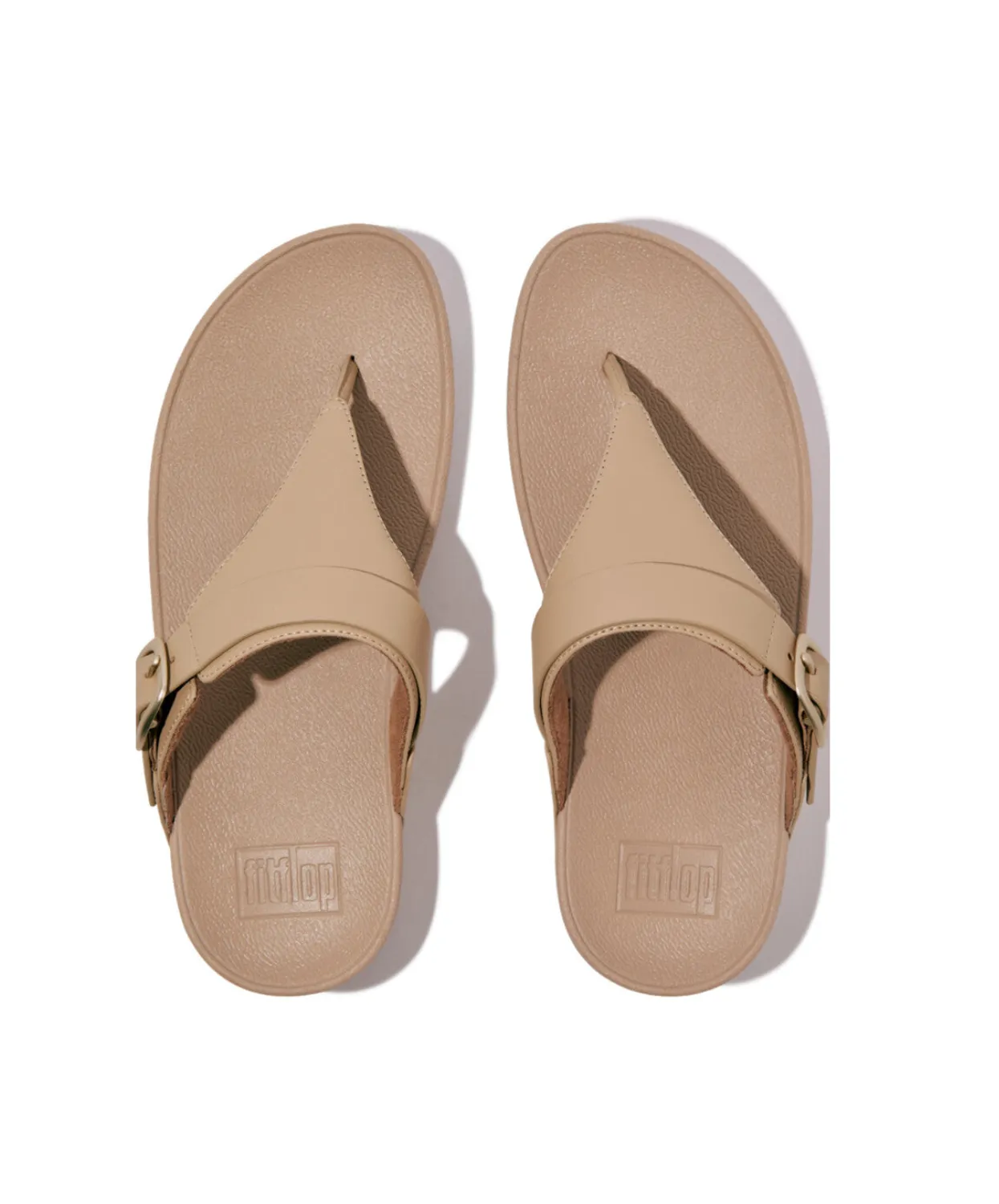 FitFlop Lulu Adjustable Leather Toe Post Sandals Latte Beige