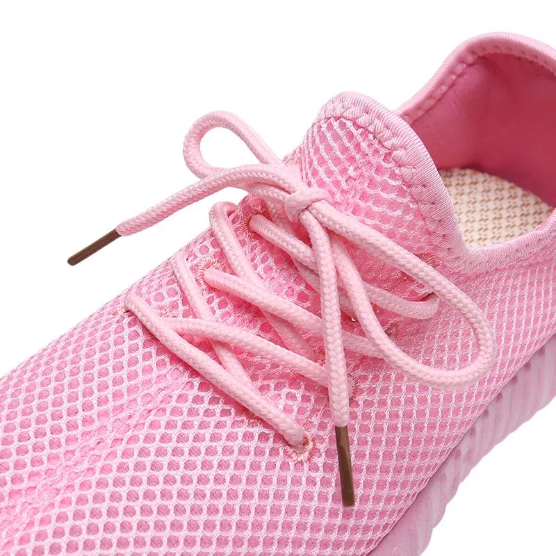 Flat Mesh Sneakers Women's Lace-up Casual Running Shoes Summer Breathable Mesh Shoes Women Outdoor Sports Shoes Light and Breathable