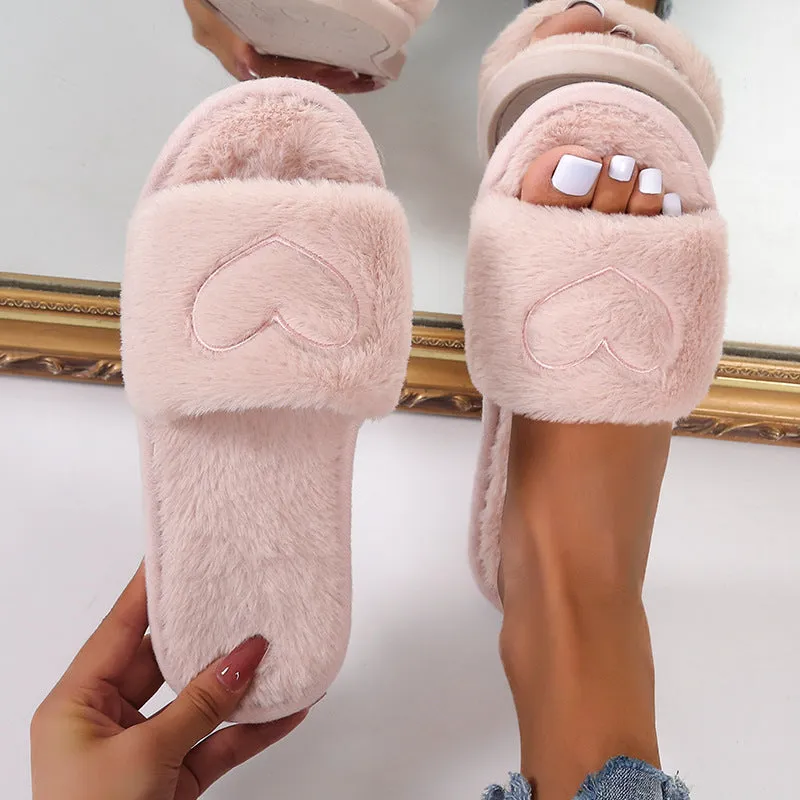 Flat Plush Home Warm Slippers