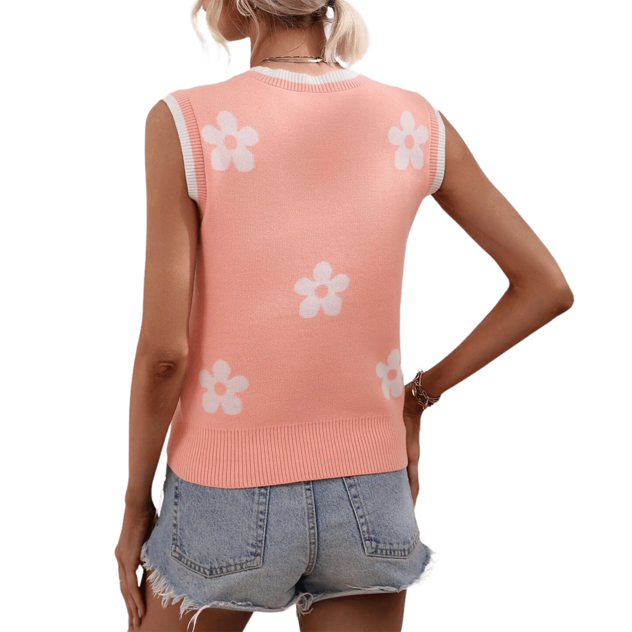 Floral Awakening Ribbed Sweater Vest