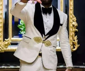 Floral Pattern Groom Tuxedo for Wedding Men Suits