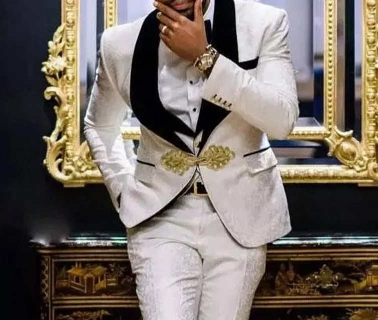 Floral Pattern Groom Tuxedo for Wedding Men Suits