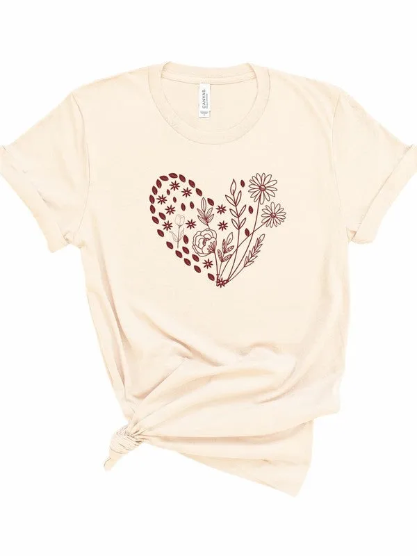 Floral Wildflower Heart Graphic Tee