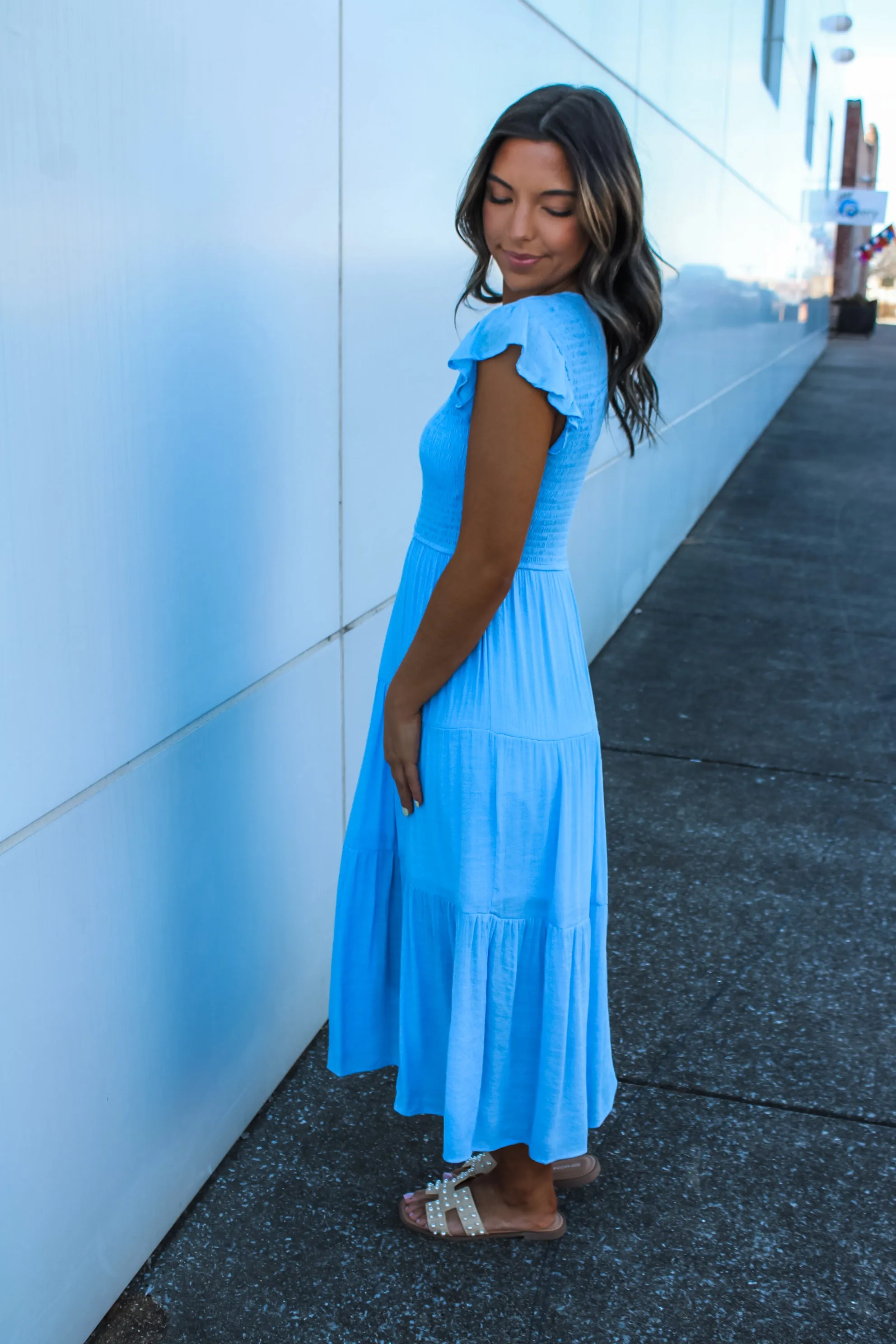 Florence Ruffle Midi • Baby Blue