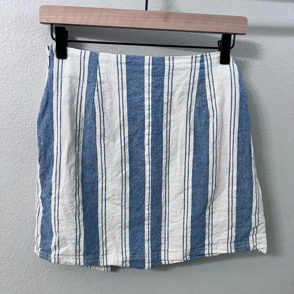 Free People Tuscan Sunrise Mini Striped Skirt, Blue Canvas Combo, Size 8